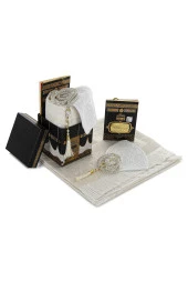 Kabe Desenli Özel Kutusunda Seccadeli Hediyelik Mevlüt Seti Beyaz thumbnail 6