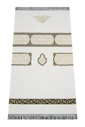 Kabe Kapısı Desenli Şönil Seccade - Beyaz thumbnail 1