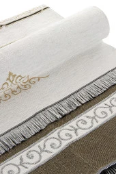 Kabe Kapısı Desenli Şönil Seccade - Beyaz thumbnail 4