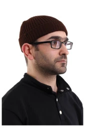 Orlon Katlamalı Takke - Kahverengi thumbnail 2