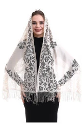 Narin Pamuk Tül Şal Krem 60x160 - 1