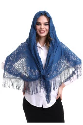 Narin Pamuk Tül Şal Lacivert 60x160 - 3