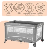 Gulz Raftel Oyun Parkı Bebek Beşik 70x120 Cm + YATAKLI Light Grey thumbnail 5