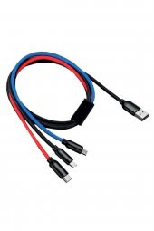 GoSmart Kablo Usb 3in1 Type-c, Micro Usb, Lightning Şarj Kablosu - 3 Kablo Bir Arada - 1