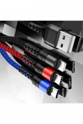 GoSmart Kablo Usb 3in1 Type-c, Micro Usb, Lightning Şarj Kablosu - 3 Kablo Bir Arada - 4