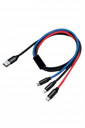 GoSmart Kablo Usb 3in1 Type-c, Micro Usb, Lightning Şarj Kablosu - 3 Kablo Bir Arada - 5
