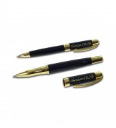 Kişiye Özel Siyah VIP Metal Roller & Tükenmez Kalem Seti HK2060 - 5