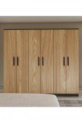 Metalia Gm 087 6 Kapılı Aynasız Sonomo - Antrasit Gri Siyah Kulplu Gardırop - 2