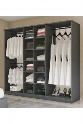 Metalia Gm 087 6 Kapılı Aynasız Sonomo - Antrasit Gri Siyah Kulplu Gardırop - 3