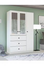 Metalia Gm 310 Ece Lüx 3 Kapı 3 Çekmeceli Aynalı Düğme Kulplu Gardırop thumbnail 1