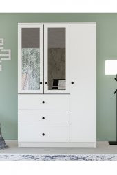 Metalia Gm 310 Ece Lüx 3 Kapı 3 Çekmeceli Aynalı Düğme Kulplu Gardırop thumbnail 2