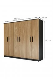 Metalia Gm 087 6 Kapılı Aynasız Sonomo - Antrasit Gri Siyah Kulplu Gardırop - 5