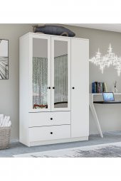 Metalia Gm 853 Home 3 Kapılı 2 Çekmeceli Düğme Kulplu Aynalı Gardırop - 1