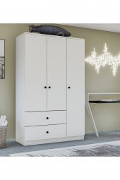 Metalia Gm 854 Home 3 Kapılı 2 Çekmeceli Düğme Kulplu Gardırop - 1