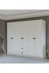 Metalia Gm 069 Delüx 6 Kapı 2 Çekmeceli Düğme Kulplu Gardırop - 1