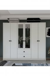 Metalia Gm 036 Lüx  6 Kapı 2 Çekmeceli Düğme Kulplu Aynalı Gardırop - 2