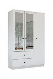 Metalia Gm 853 Home 3 Kapılı 2 Çekmeceli Düğme Kulplu Aynalı Gardırop - 5