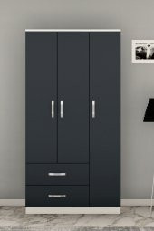 Metalia Gm 858 Modena 3 Kapılı 2 Çekmeceli Beyaz Antrasit Gri Gardrop - 2