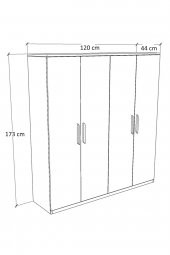 Metalia 4 Kapılı Beyaz Gardrop Dolap Gm 050 - 4