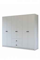 Metalia Gm 069 Delüx 6 Kapı 2 Çekmeceli Düğme Kulplu Gardırop - 5