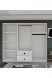 Metalia Gm 036 Lüx  6 Kapı 2 Çekmeceli Düğme Kulplu Aynalı Gardırop - 4