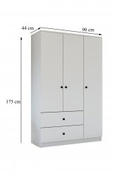 Metalia Gm 854 Home 3 Kapılı 2 Çekmeceli Düğme Kulplu Gardırop - 6