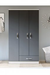 Metalia Gm 002 Life 3 Kapılı Tek Çekmeceli Beyaz Antrasit Gri Gardrop - 2