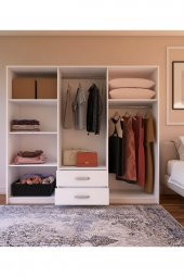 Metalia Gm0066 Linda 6 Kapaklı 2 Çekmeceli GarDolap Beyaz - 2