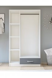 Metalia Gm 002 Life 3 Kapılı Tek Çekmeceli Beyaz Antrasit Gri Gardrop - 3