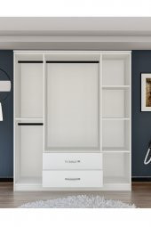 Metalia Gm0035 Esil 4 Kapılı 2 Çekmeceli Aynalı GarDolap Beyaz - 3