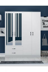 Metalia Gm 076 Diva 4 Kapılı 2 Çekmeceli Beyaz Aynalı Gardrop - 6