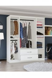 Metalia Gm0035 Esil 4 Kapılı 2 Çekmeceli Aynalı GarDolap Beyaz - 4