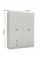 Metalia Gm 077 Novado Düğme Kulplu 4 Kapı 2 Çekmeceli Gardırop - 6