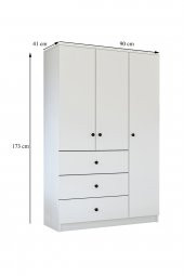Metalia Gm 308 Ece Lüx 3 Kapı 3 Çekmeceli Düğme Kulplu Gardırop - 5