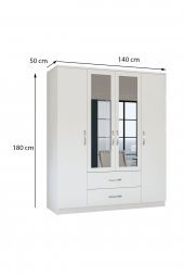 Metalia Gm0035 Esil 4 Kapılı 2 Çekmeceli Aynalı GarDolap Beyaz - 5