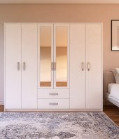 Metalia Lüx 6 Kapı 2 Çekmeceli Aynalı Gardrop - 1