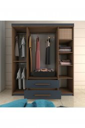 Metalia Gm817 Perla Lüx 4 Kapı 2 Çekmeceli GarCeviz-Antrasit Gri - 3