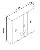 Metalia Gm715 Selin Lüx 6 Kapılı 2 Çekmeceli Gardrop - 4
