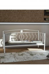 Metalia Elips Minderli Sofa Sedir Beyaz - 3