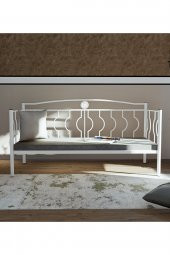 Metalia Elips Minderli Sofa Sedir Beyaz - 4