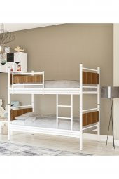 Metalia Gm 128 Star Ahşap Metal Ranza Beyaz-Ceviz - 1