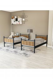 Metalia Gm 128 Star Ahşap Metal Ranza Siyah-Ceviz - 4