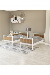 Metalia Gm 128 Star Ahşap Metal Ranza Beyaz-Ceviz - 5