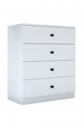 Metalia Gm 083 Almina 4 Çekmeceli Düğme Kulplu Beyaz Şifonyer - 4