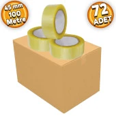 Koli Bandı 45 mm x 100 Mt Şeffaf Güçlü Yapışkanlı Kopmayan Bant 72 Adet - 1