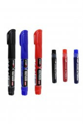 inox Kartuşlu Beyaz Tahta Kalemi Siyah Mavi Kırmızı 3 Adet Mürekkep Hediye - 1