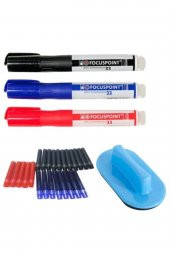 Kırtasiye Market Tahta Kalemi Seti 3 Renk Kartuşlu Tahta Kalemi 24 Adet Kartuş Ve Tahta Silgisi - 1