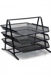 Temat A4 Evrak Rafı Metal Üçlü Perfore 3lü Set (kalemlik, Ataşlık) - 2