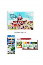 Smart Kids Smartkids Kırtasiye Boyama Seti Kuru Boya + Pastel Boya 12 Li Resim Defteri 25x35 15 Yp - 1