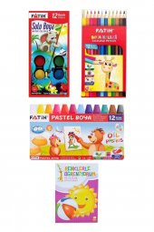Fatih 12li Set Kuru Boya , Pastel Boya , Sulu Boya 1 Adet Boyama Kitabı Hediye B.s - 1